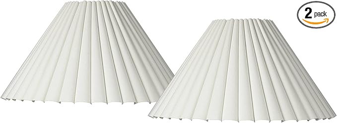 Set of 2 Box Pleat Empire Lamp Shades Antique White Large 7" Top x 20.5" Bottom x 10.75" High x 1... | Amazon (US)