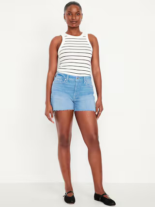 Curvy High-Waisted OG Jean Cut-Off Shorts -- 3-inch inseam | Old Navy (US)