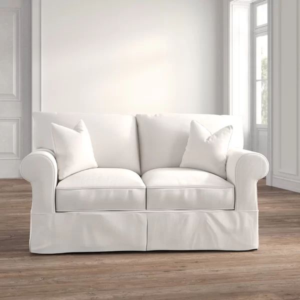 Aubagne 65" Cotton Rolled Arm Slipcovered Loveseat | Wayfair Professional