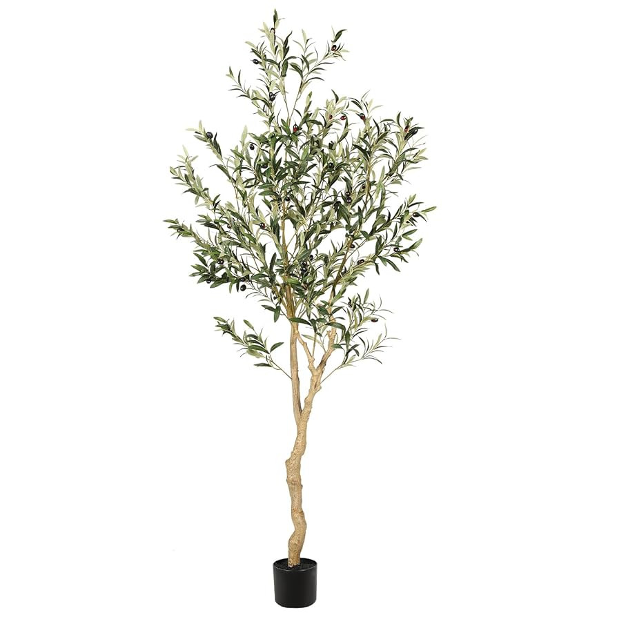 Realead 6ft Faux Olive Tree, Tall Olive Tree Plants, Fake Potted Olive Silk Tree, Artificial Oliv... | Amazon (US)