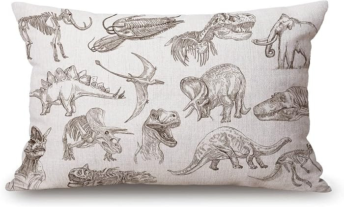 Solekla Dinosaur Bones Fossils Cotton Linen Decorative Throw Pillow Case Cushion Cover Pillowcase... | Amazon (US)