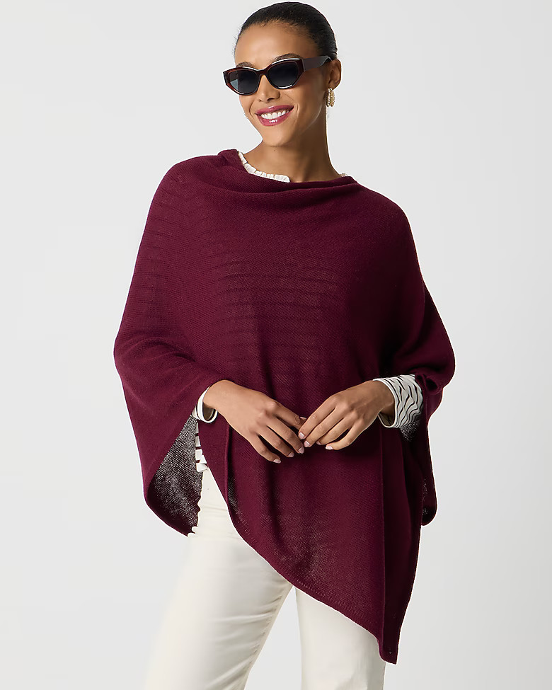 Cotton-blend triangle sweater poncho | J.Crew Factory