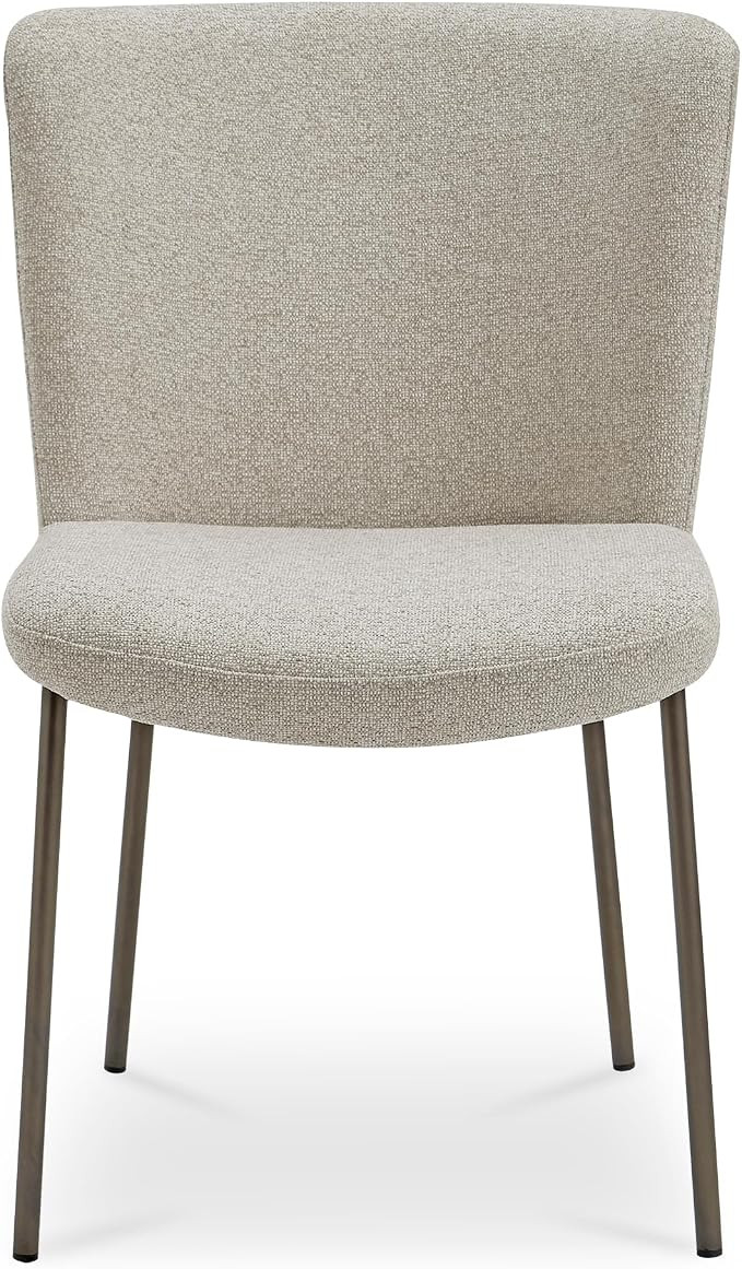 Amaris Dining Chair, Upholstered Curved Back, Performance Fabric, Blackened Bronze Metal Frame, B... | Amazon (US)