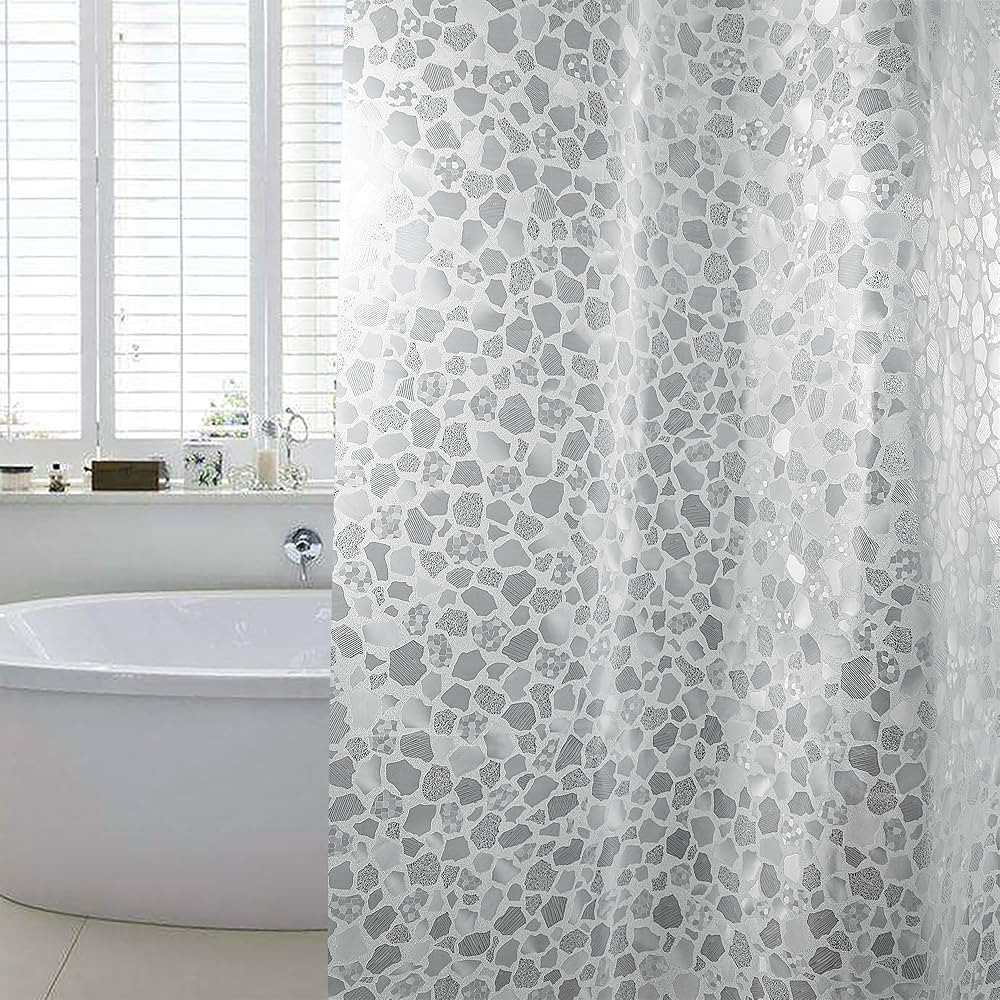 WELTRXE Bathroom Shower Curtain Liner 8G EVA Thick, 72x72 Inch 3D Frosted Pebble Plastic Shower C... | Amazon (US)