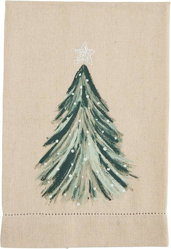 Mud Pie White Christmas Painted Towel, Tree, 21" x 14" | Amazon (US)