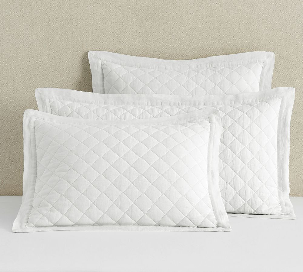 Belgian Flax Linen Diamond Quilted Sham | Pottery Barn (US)