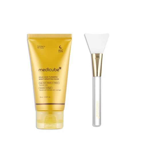 medicube Overnight Glow Duo for Uneven Skin Tone: Turmeric Overnight Wrapping Peel Off Mask 2.0 and Jelly Brush | Holiday Stocking Stuffers | Amazon (US)