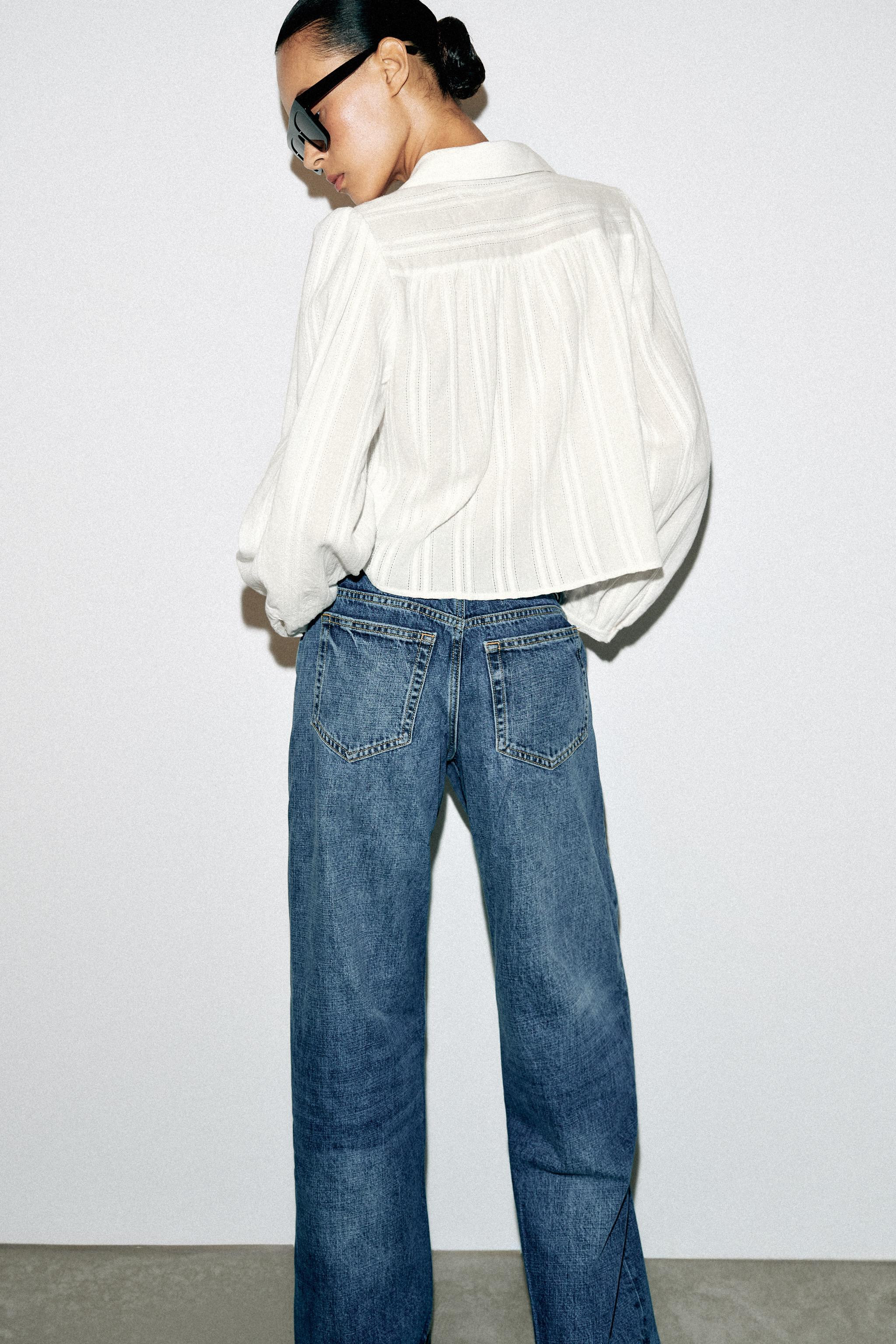 Collared shirt featuring a V-neckline and long sleeves. Detailed with inset lace trim. Front butt... | Zara US