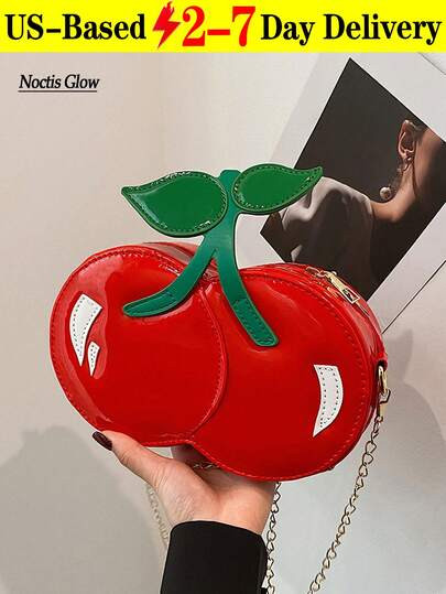 Adorable Red Cherry-Shaped Crossbody Bag New Summer Women's Shoulder Bag Chain-Strap Bag Cute And... | SHEIN