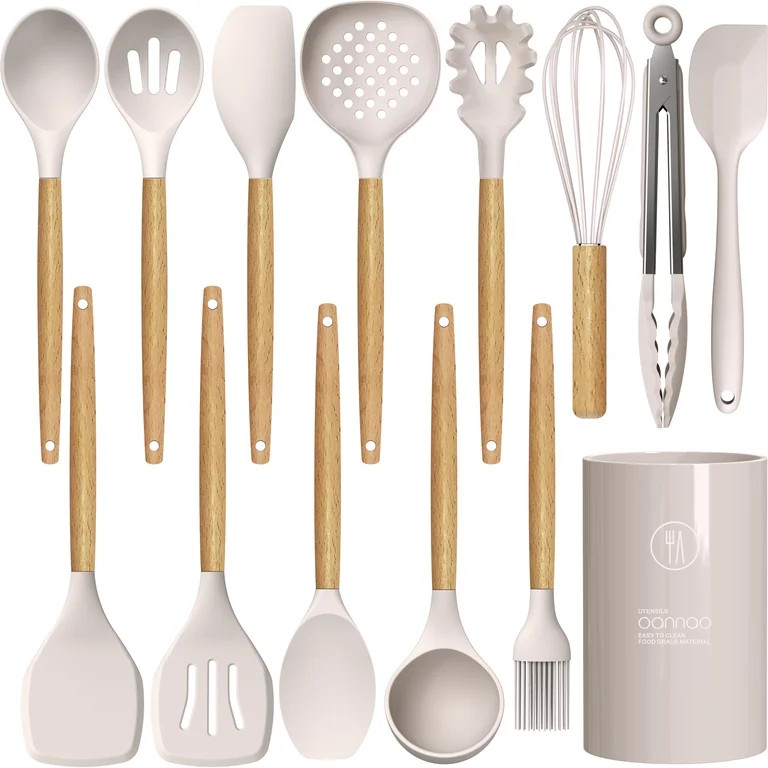 oannao Silicone Cooking Utensils Kitchen Utensil Set - 446°F Heat Resistant,Turner Tongs,Spatula... | Walmart (US)