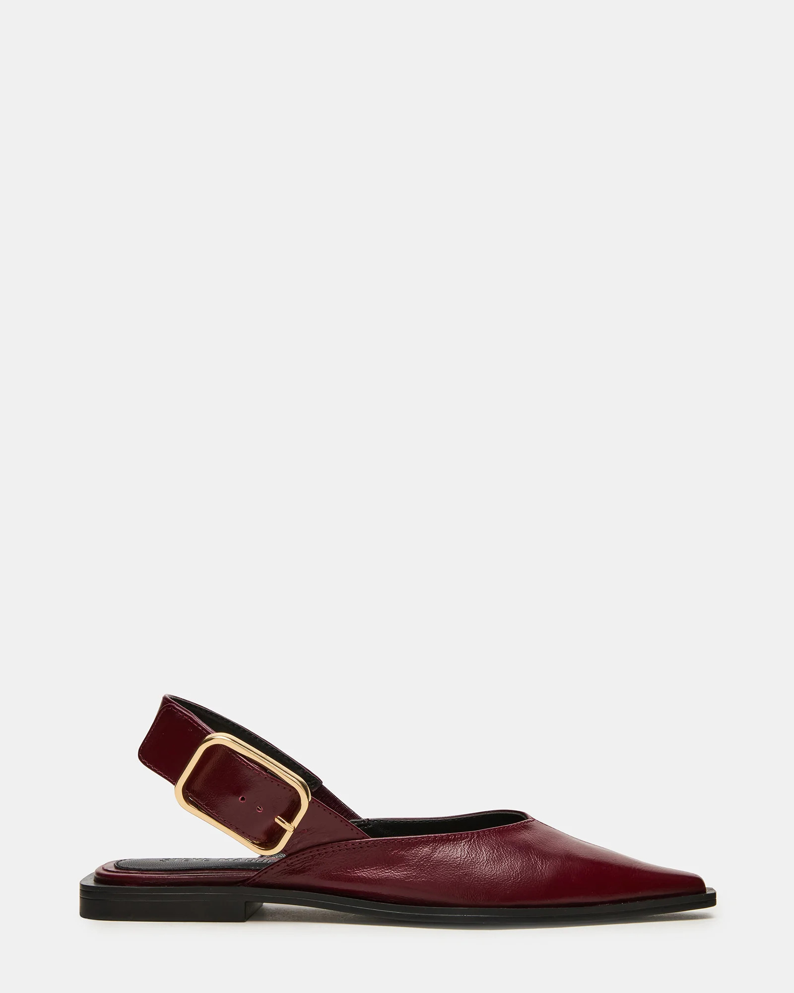 SHAY Burgundy Leather Pointed-Toe Slingback Ballet Women's Flat | Steve Madden (US)