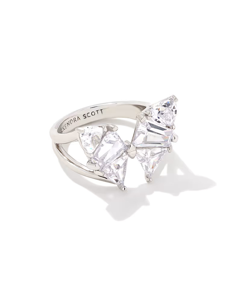 Blair Silver Butterfly Ring in White Crystal | Kendra Scott