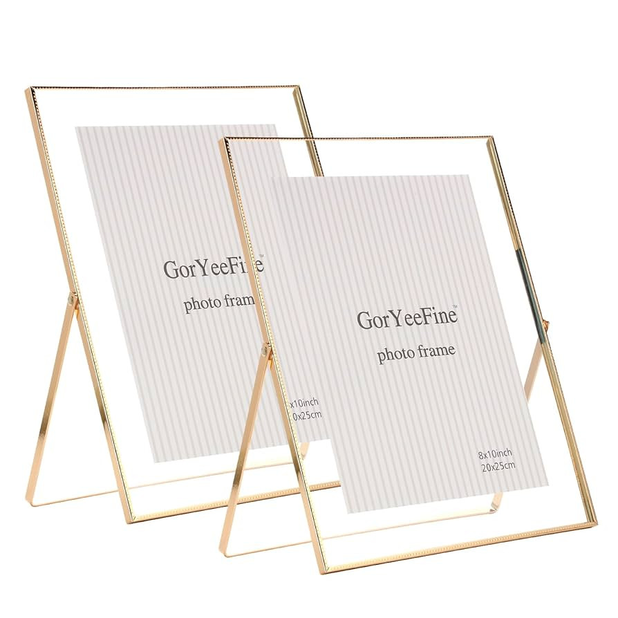 Gold 8x10'' Floating Frame Set of 2, For Photo Sizes ( 5x7'' ,6x8'' 7x9'' up to 8x10''), Beautifu... | Amazon (US)