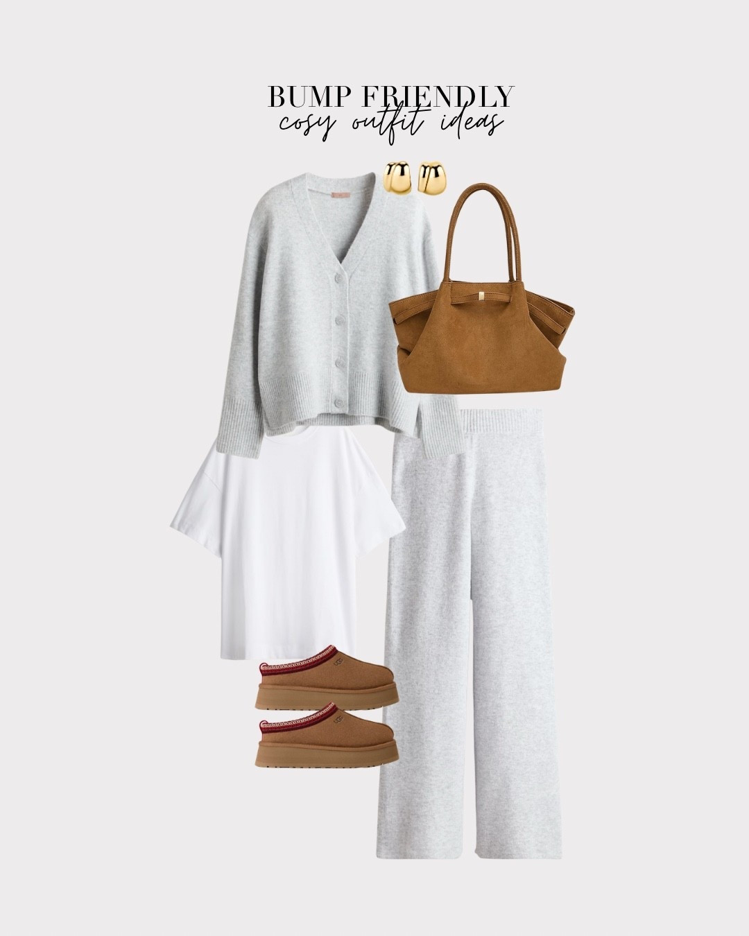 Bump friendly cosy outfit ideas that you can wear whether you’re pregnant or not I just tend to size up a bit to accommodate bump ✨ how cute is this co ord though, sooo comfy, I just love tan and grey! 

#LTKuk #LTKmaternity #LTKstyletip