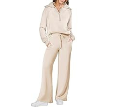 Jemeigar Women 2 Piece Outfits Sweatsuit Set 2023 Fall Oversized Half Zip Sweatshirt Wide Leg Swe... | Amazon (US)
