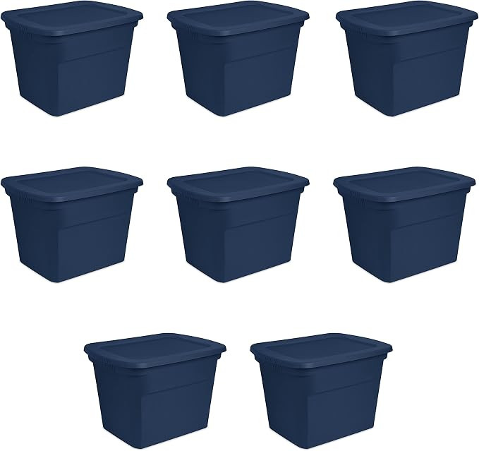 Sterilite 18 Gal Storage Tote, Stackable Bin with Lid, Plastic Container to Organize Clothes in C... | Amazon (US)