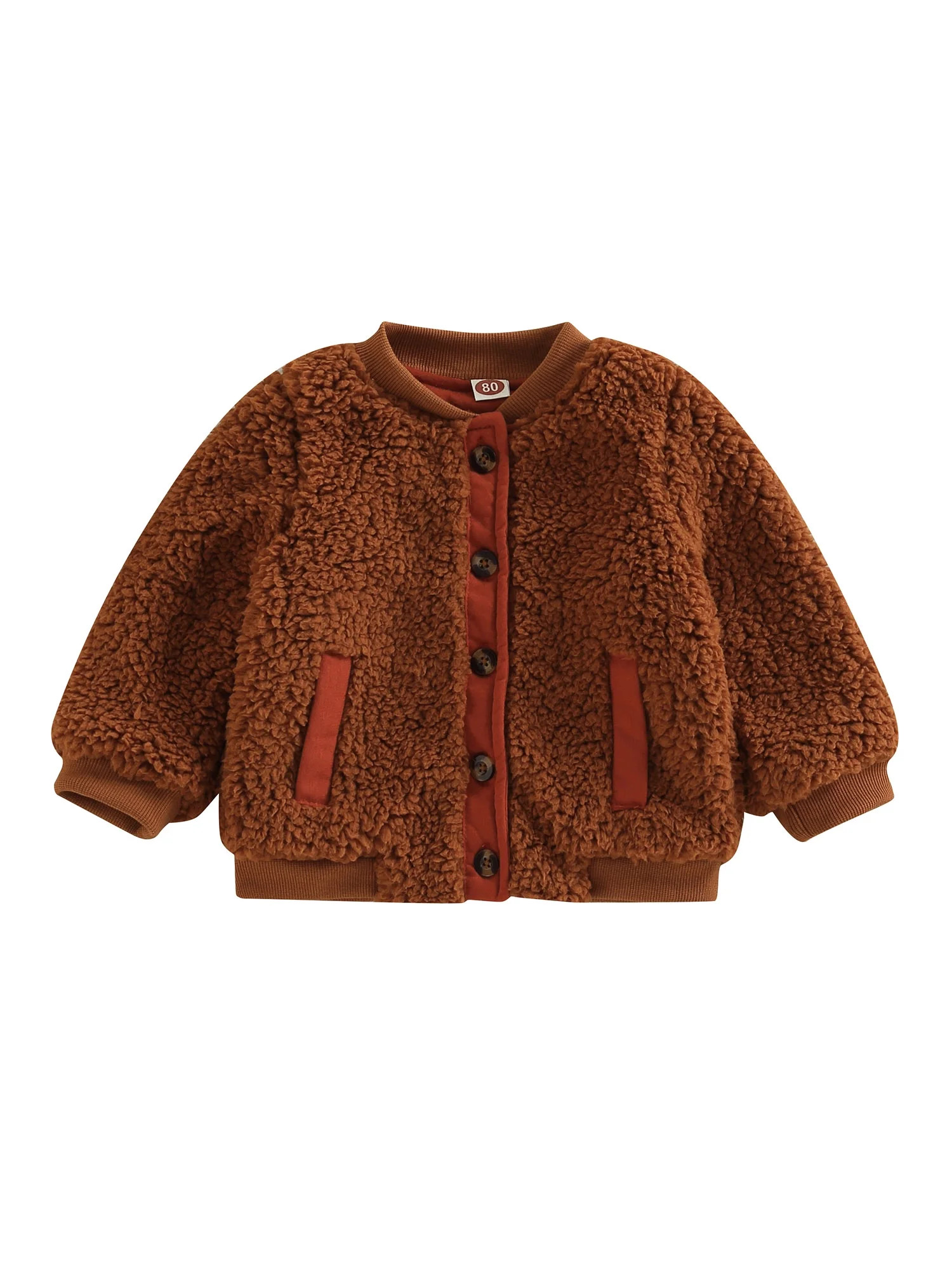 Toddler Baby Boys Girls Sherpa Coat Button Down Lamb Fleece Patchwork Autumn Winter Warm Jacket O... | Walmart (US)