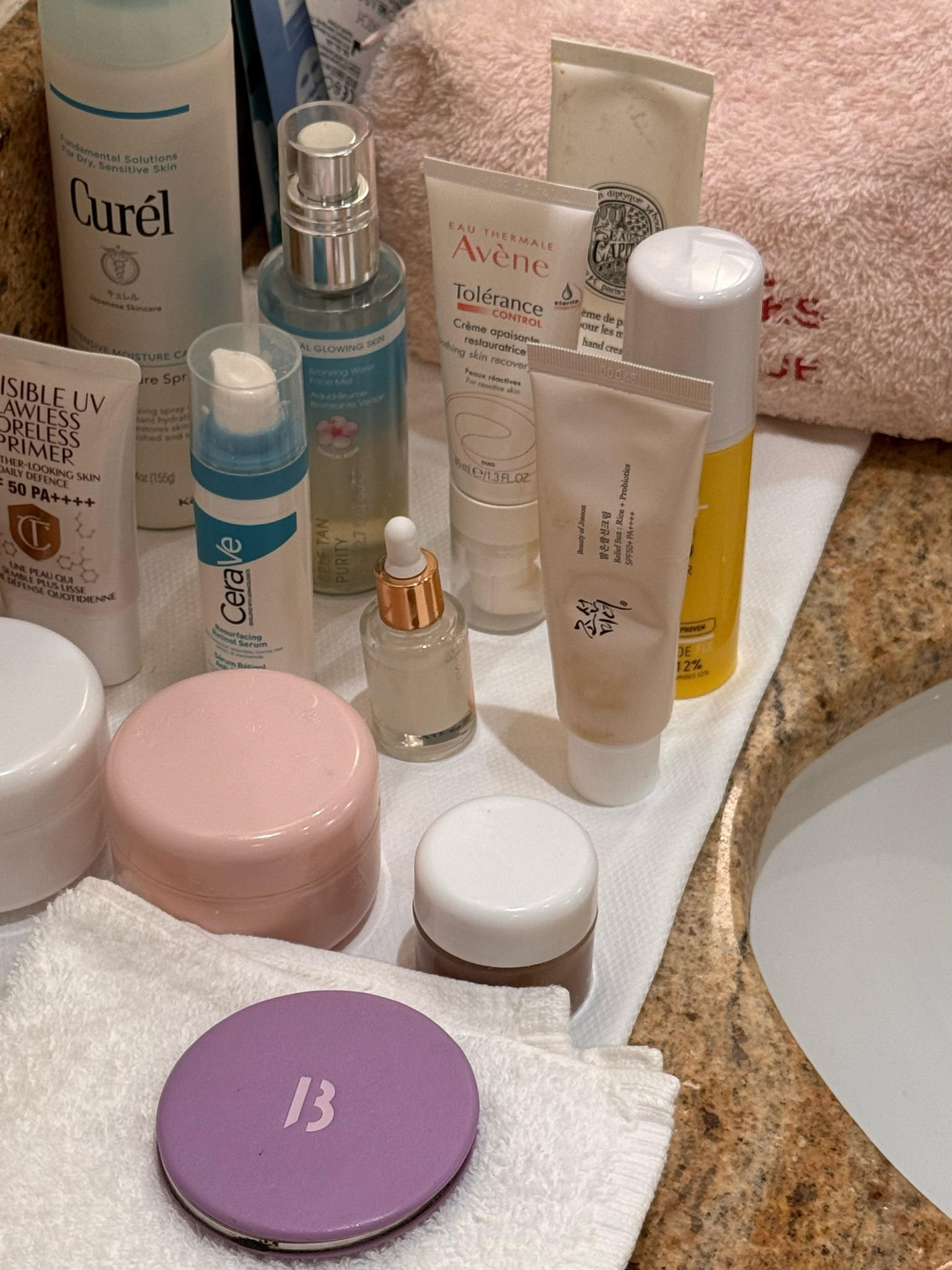 Travel skincare line up