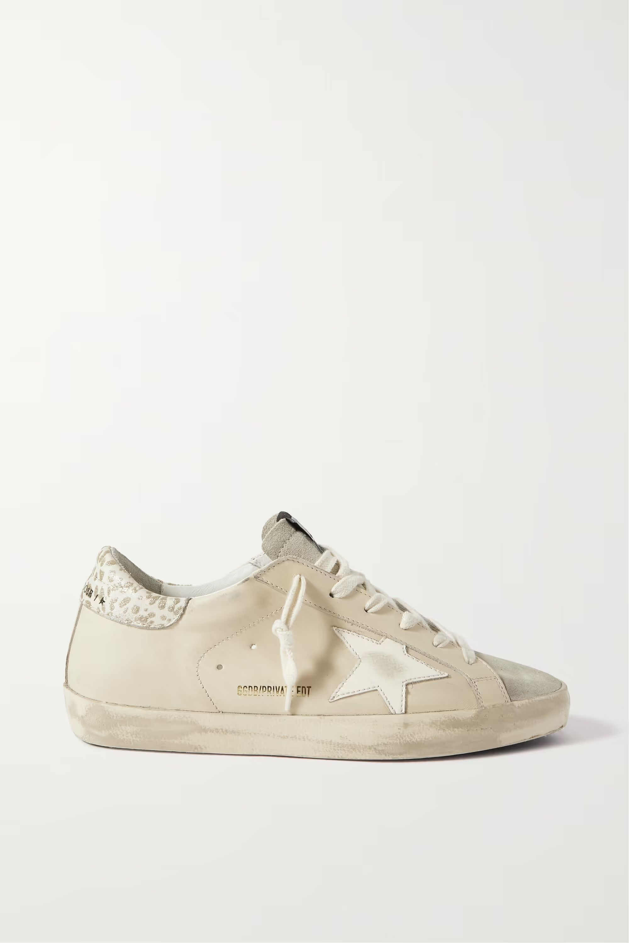 Super-Star metallic leopard-print distressed leather and suede sneakers | NET-A-PORTER APAC