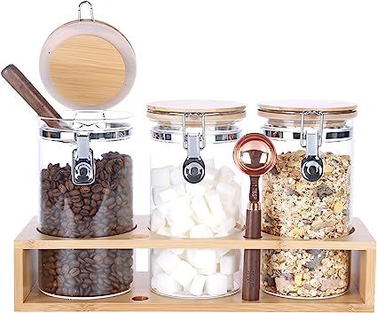 KKC Glass Airtight Coffee Bean Storage Containers for Counter,Ground Coffee Holder Jars,Airtight ... | Amazon (US)