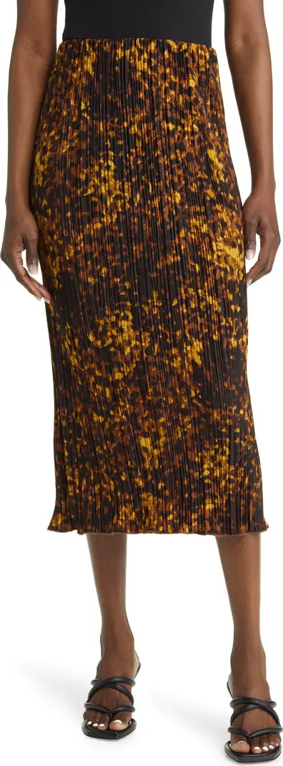 Stella Tortoise Shell Print Plissé Midi Skirt | Nordstrom