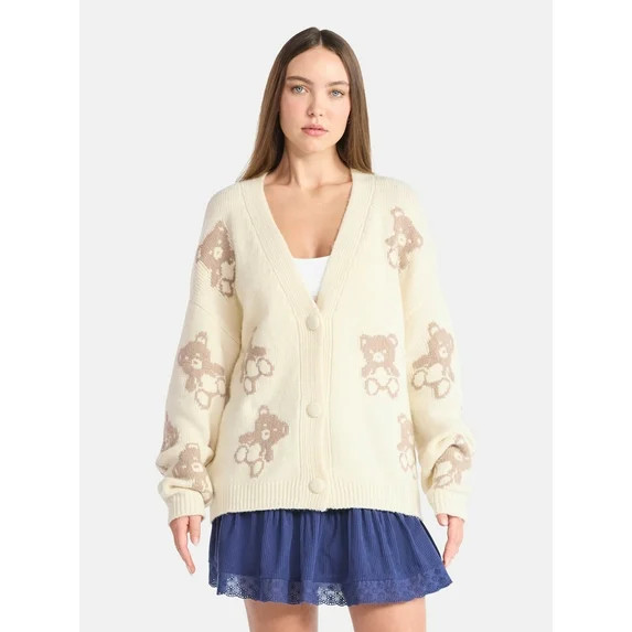 No Boundaries Button-Front Cardigan, Women's - Walmart.com | Walmart (US)