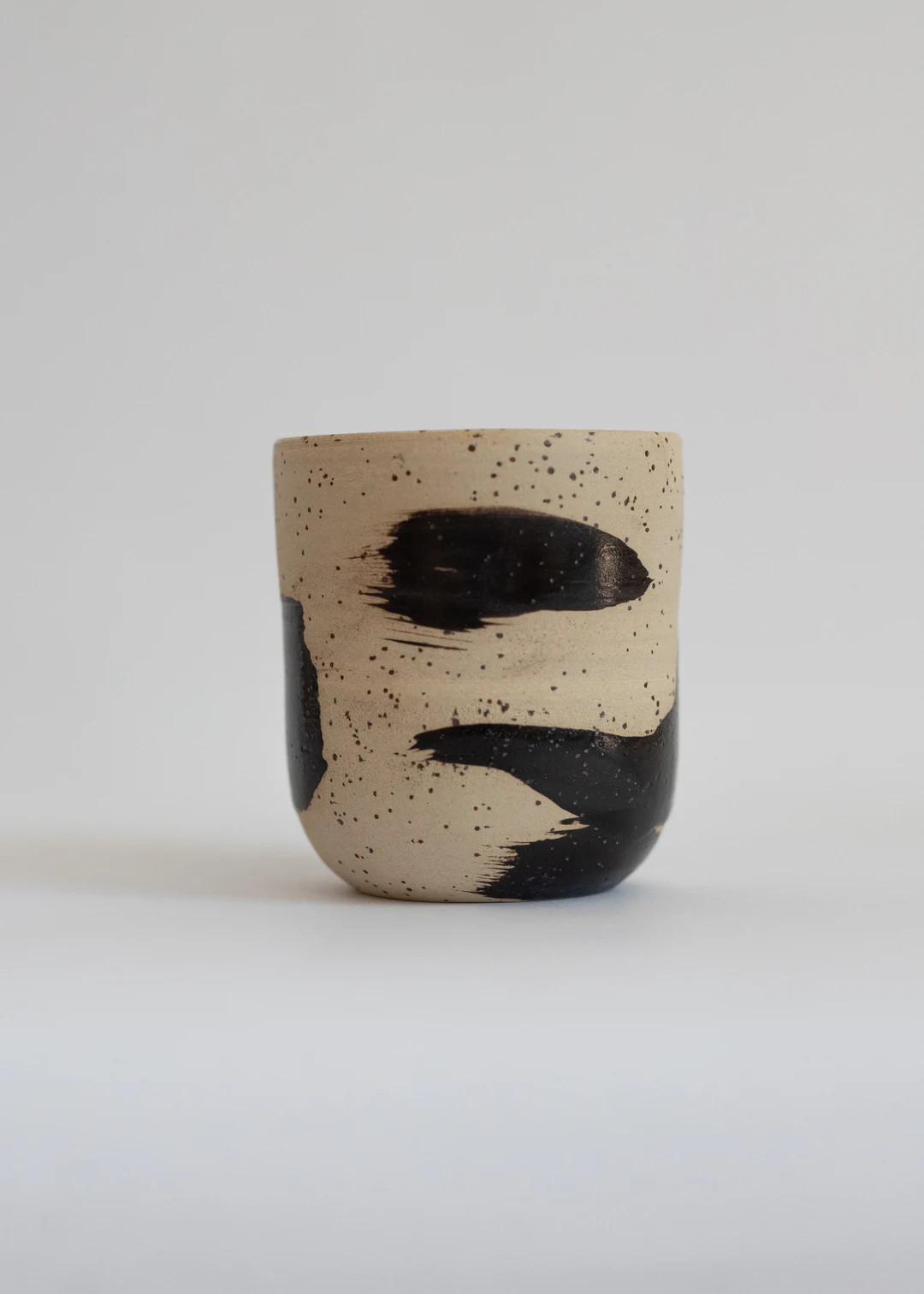 Stoneware Ceramic Coffee Tumbler, Ceramic Cup, Cappuccino Cup, No Handle Mug, Black Handpainted P... | Etsy (US)