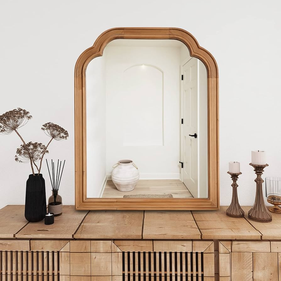 WallBeyond Wood Frame Wall Mirror Decor for Entryway, Living Room or Bedroom Home Decor - Light W... | Amazon (US)