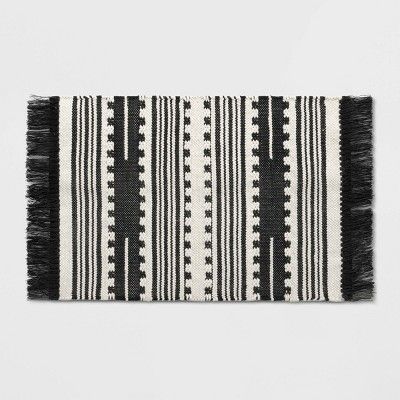 2'x3' Sylviidae Striped Woven Accent Rug Black - Opalhouse™ | Target