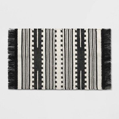 2&#39;x3&#39; Sylviidae Striped Woven Accent Rug Black - Opalhouse&#8482; | Target