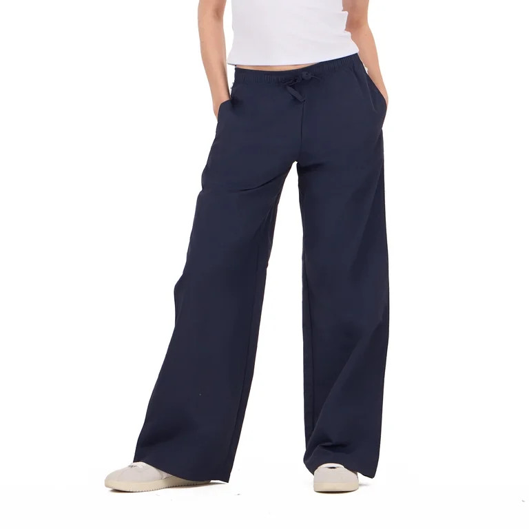 Forever 21 Women's Nylon Wide Leg Pant with Lace Trim, Sizes XS-XL | Walmart (US)