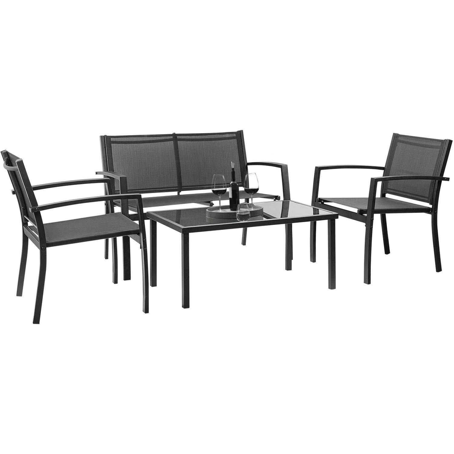 Devoko 4 Pieces Patio Furniture Set Outdoor Garden Patio Conversation Sets Poolside Lawn Chairs w... | Amazon (US)