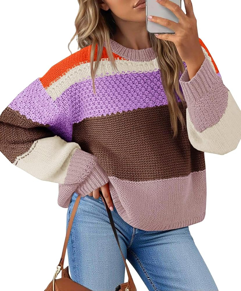 IPMQ Womens Oversized Sweaters Cable Knit Crewneck Tops Long Sleeve Casual Outfits Winter 2025 | Amazon (US)
