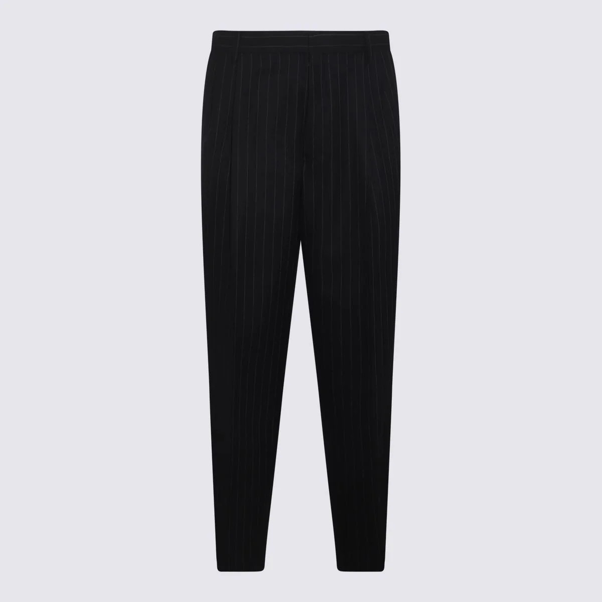 Dries Van Noten Navy Wool Pinstripe Pants | Baltini