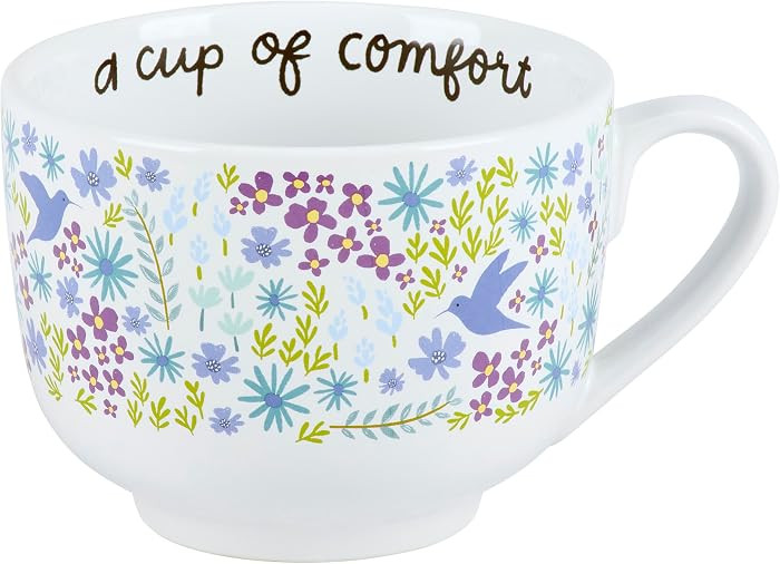 Primitives by Kathy Stoneware Latte Mug 18 oz, A Cup Of Comfort Floral Coffee Cup | Novelty Inspi... | Amazon (US)