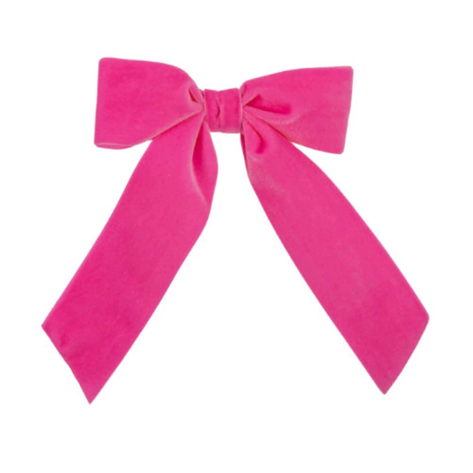 Hot Pink Oversized Velvet Hair Bow Long Tail French Barrette | Grace & Grandeur Bailee Bow | Etsy (US)