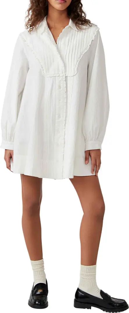 Cherry Long Sleeve Bib Mini Shirtdress | Nordstrom