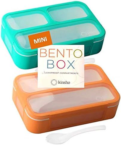 kinsho MINI Lunch-Box Snack Containers for Kids | SMALL Bento-Box Portion Container | Leak-proof ... | Amazon (US)