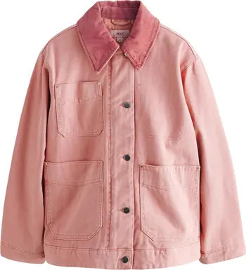 Corduroy Collar Zip Denim Jacket | Nordstrom