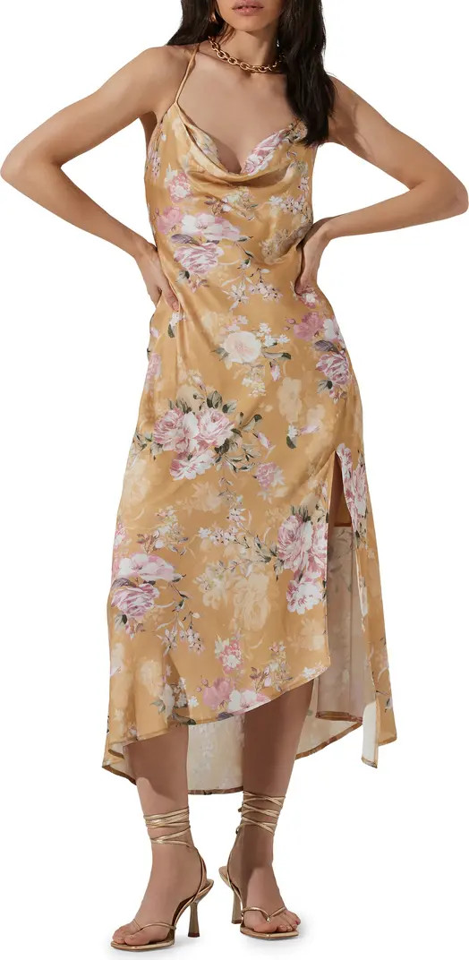 Gaia Strappy Bias Cut Satin Midi Dress | Nordstrom Rack