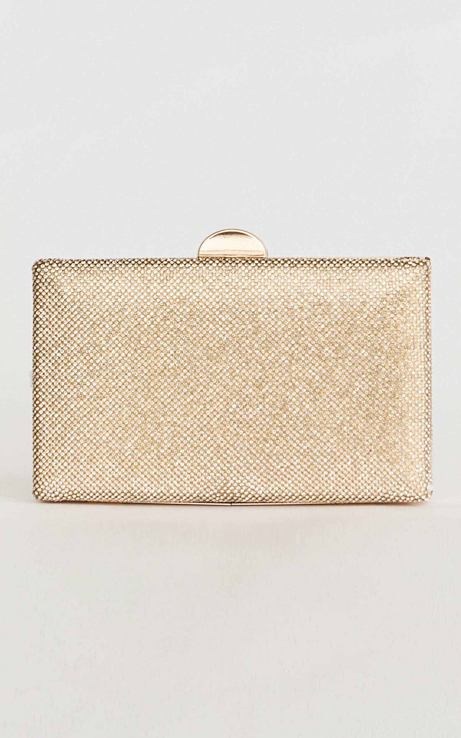 Becca Bag - Sequin Clutch Bag with Hardware Detail in Gold | Showpo (US, UK & Europe)