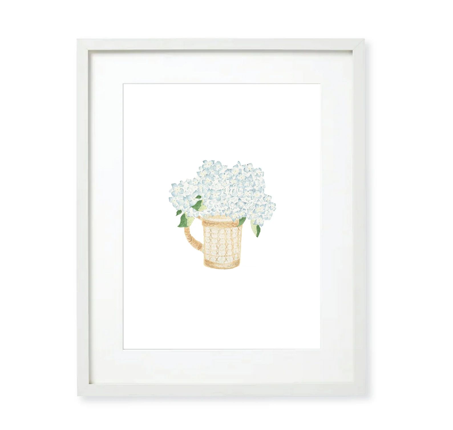 Hydrangea Seagrass Pitcher Watercolor Art Print, Blue Hydrangea Watercolor Art Print, Floral Art,... | Etsy (US)