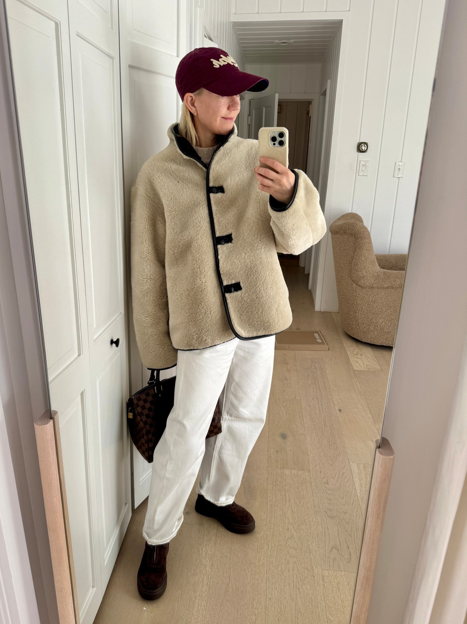 Finally some chilly weather so I can pull out my favorite shearling jacket! White Miro jeans by Citizens of Humanity and brown suede Jones boots by Steve Madden finish the look. #citizensofhumanity #shearling #winterstyle

#LTKootd #LTKSeasonal #LTKOver40