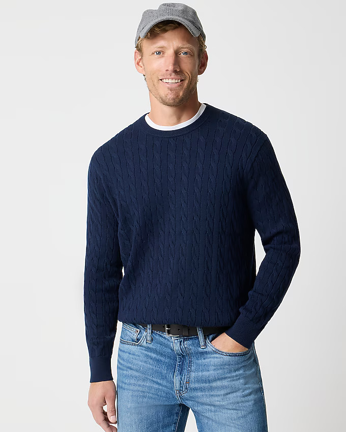 Cotton cable crewneck sweater | J.Crew Factory