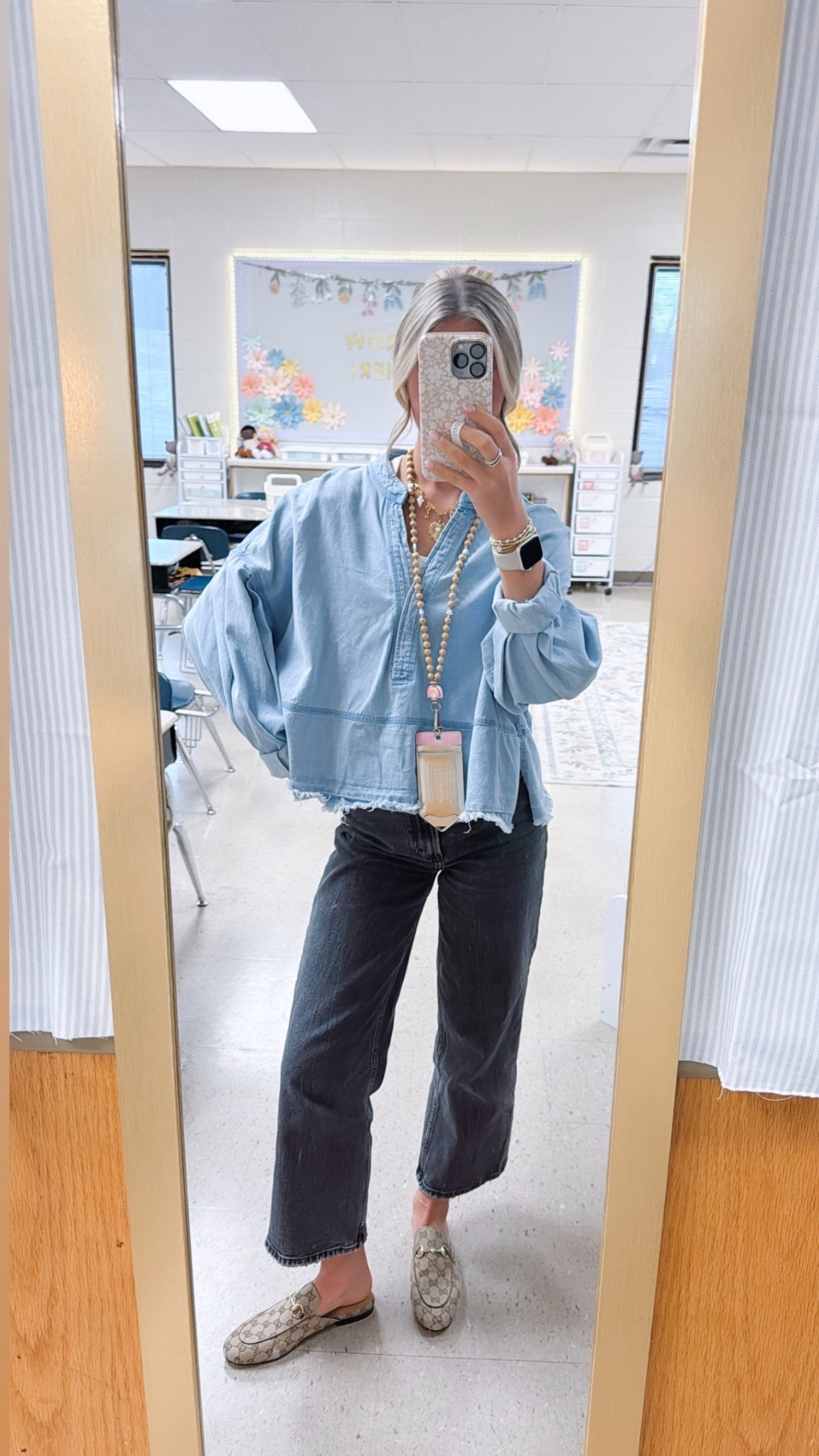 teacher outfit inspo!!
• free poeple denim top, abercrombie jeans, gucci mules

#LTKootd #LTKWorkwear