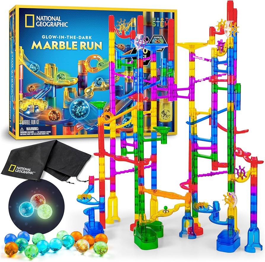 NATIONAL GEOGRAPHIC Glowing Marble Run – 150 Piece Construction Set with 30 Glow in The Dark Gl... | Amazon (US)