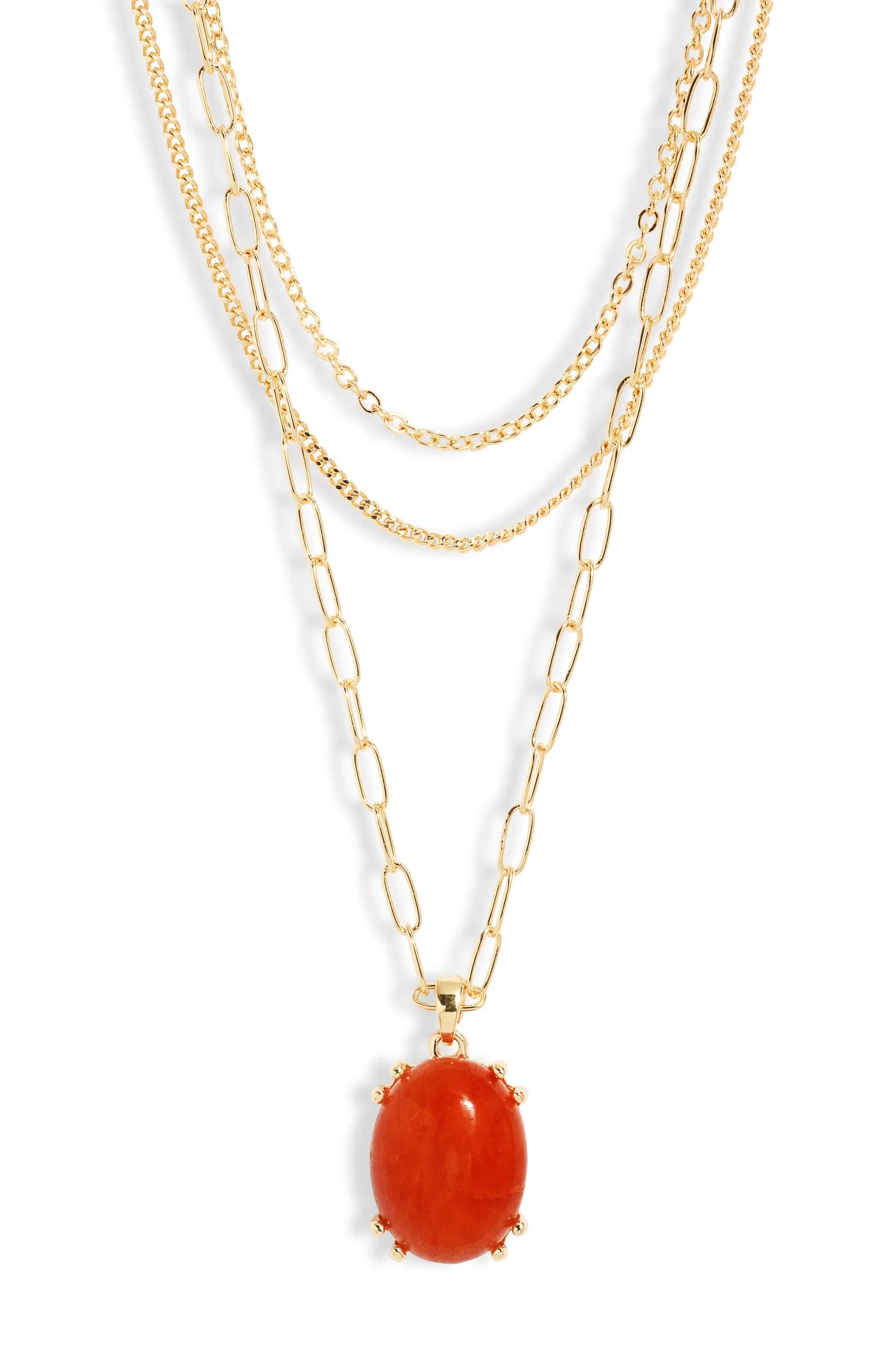 Jade Glass Pendant 3-Tier Layered Necklace | Nordstrom