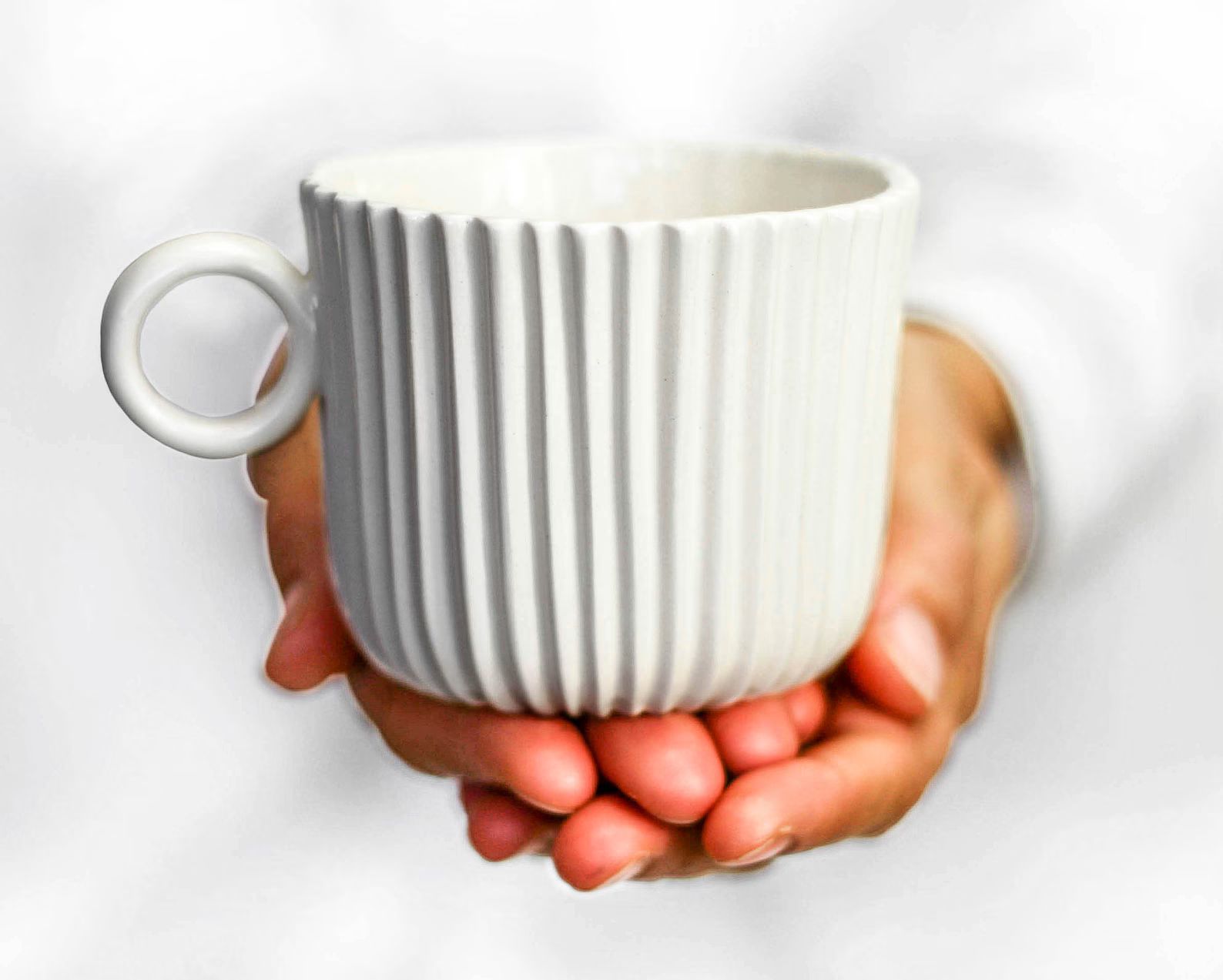 Porcelain Geometric White Mug.Handmade Ceramic Cup.Minimalist Tea Coffee mug. Birthday Gift.Conte... | Etsy (US)