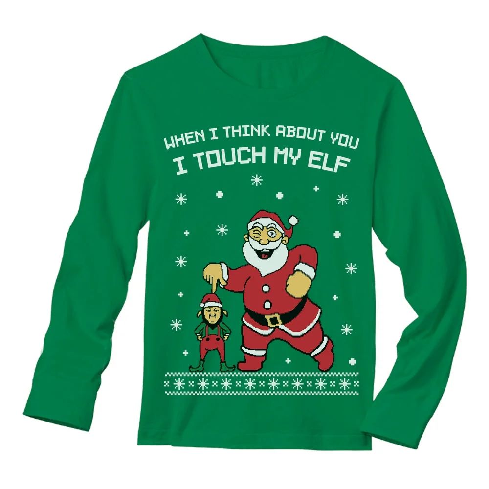 Tstars Mens Ugly Christmas Sweater I Touch My Elf Christmas Gift Funny Humor Holiday Shirts Xmas ... | Walmart (US)