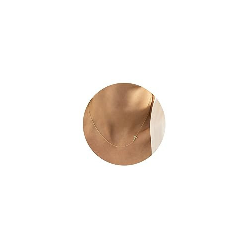 KICKGY Dainty Gold Cross Necklace, 14K Gold Plated CZ Sideways Cross Necklace Simple Gold Cross Choker Necklace Cute Diamond Cross Necklaces for Women Everyday Gold Jewelry Gifts | Amazon (US)